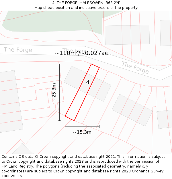 4, THE FORGE, HALESOWEN, B63 2YP: Plot and title map