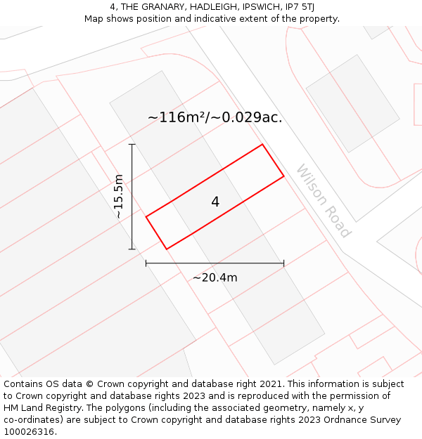 4, THE GRANARY, HADLEIGH, IPSWICH, IP7 5TJ: Plot and title map
