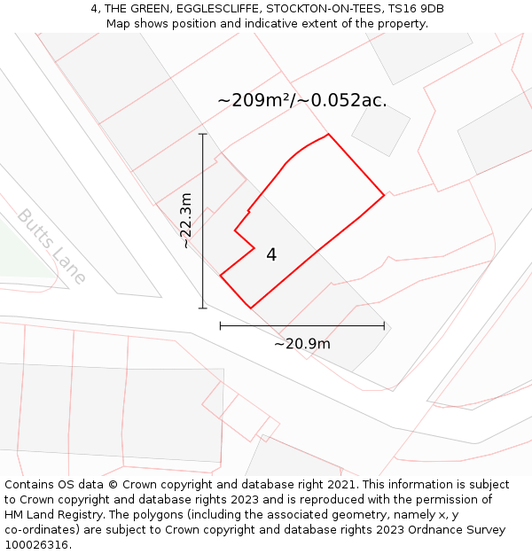 4, THE GREEN, EGGLESCLIFFE, STOCKTON-ON-TEES, TS16 9DB: Plot and title map