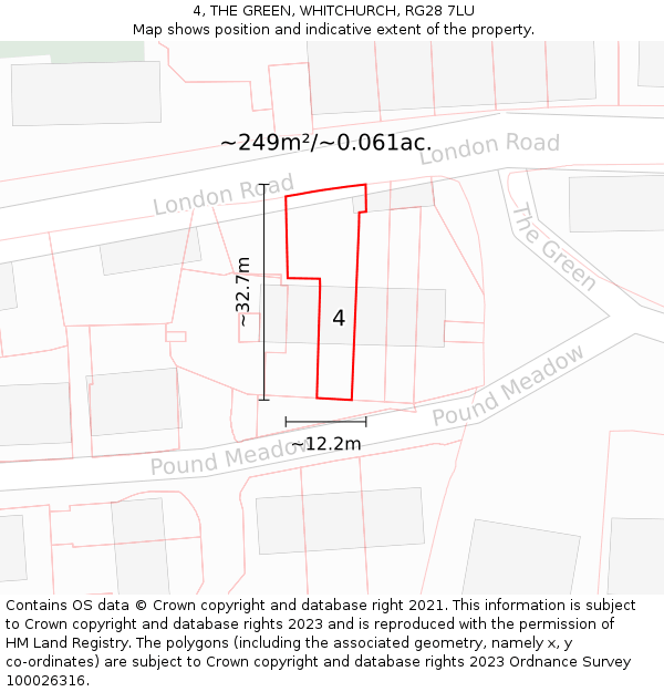 4, THE GREEN, WHITCHURCH, RG28 7LU: Plot and title map