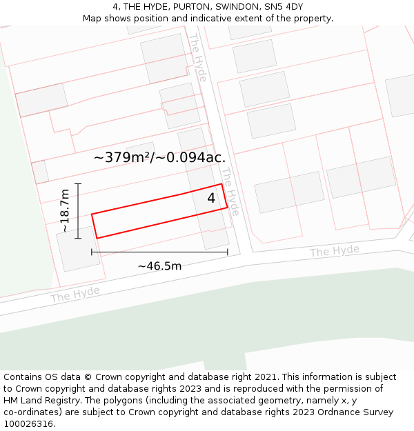 4, THE HYDE, PURTON, SWINDON, SN5 4DY: Plot and title map