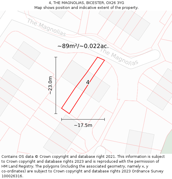 4, THE MAGNOLIAS, BICESTER, OX26 3YG: Plot and title map
