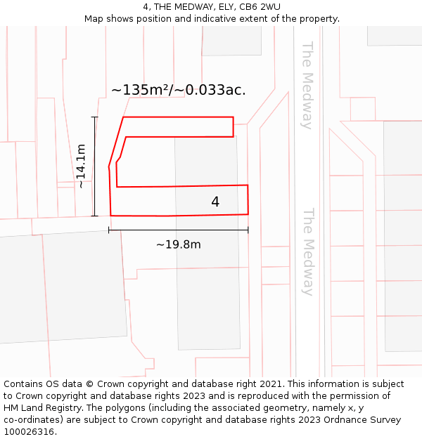 4, THE MEDWAY, ELY, CB6 2WU: Plot and title map