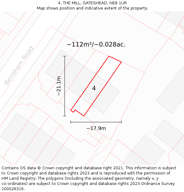 4, THE MILL, GATESHEAD, NE8 1UR: Plot and title map