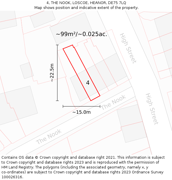 4, THE NOOK, LOSCOE, HEANOR, DE75 7LQ: Plot and title map