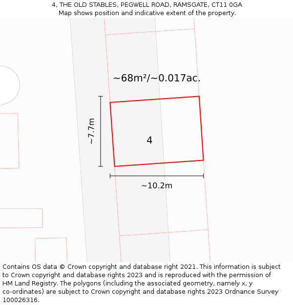 4, THE OLD STABLES, PEGWELL ROAD, RAMSGATE, CT11 0GA: Plot and title map