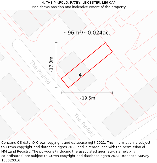4, THE PINFOLD, RATBY, LEICESTER, LE6 0AP: Plot and title map
