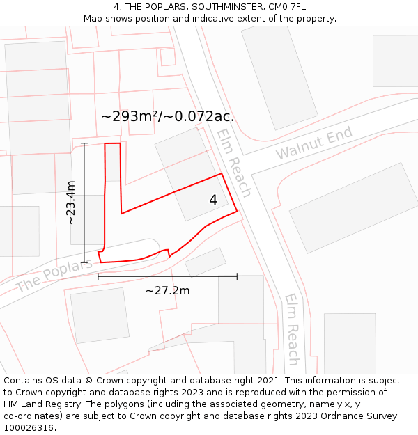 4, THE POPLARS, SOUTHMINSTER, CM0 7FL: Plot and title map