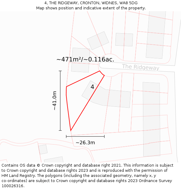 4, THE RIDGEWAY, CRONTON, WIDNES, WA8 5DG: Plot and title map