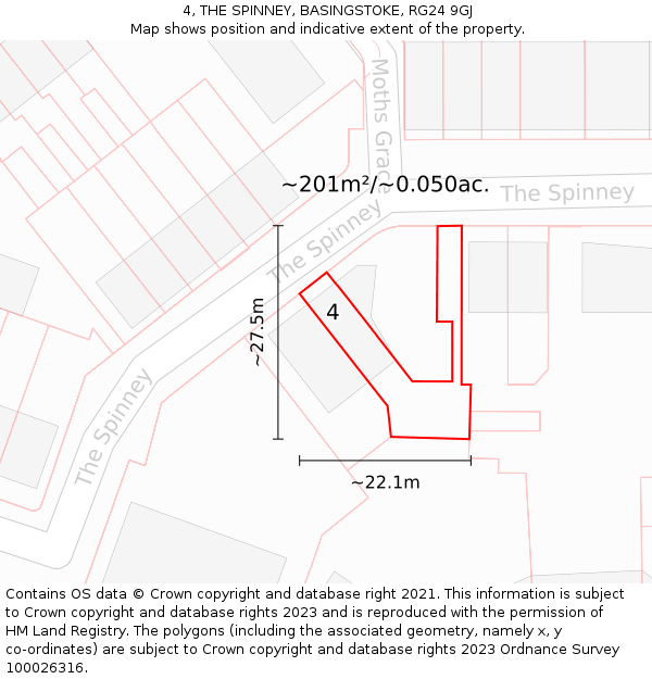 4, THE SPINNEY, BASINGSTOKE, RG24 9GJ: Plot and title map