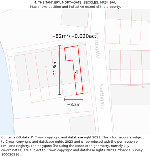 4, THE TANNERY, NORTHGATE, BECCLES, NR34 9AU: Plot and title map