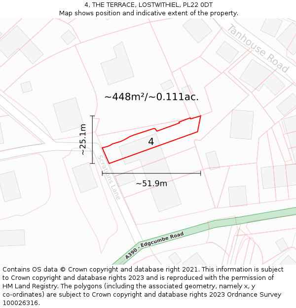 4, THE TERRACE, LOSTWITHIEL, PL22 0DT: Plot and title map