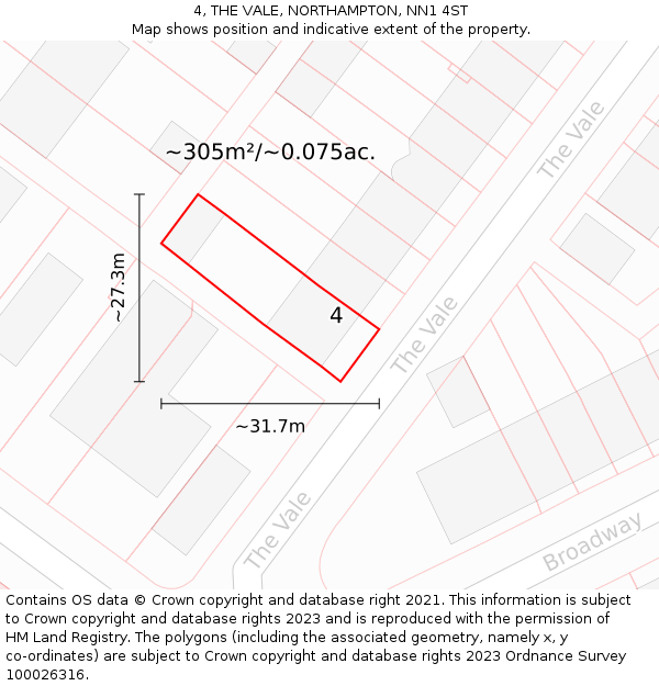 4, THE VALE, NORTHAMPTON, NN1 4ST: Plot and title map