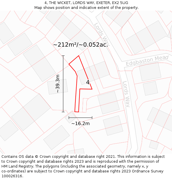 4, THE WICKET, LORDS WAY, EXETER, EX2 5UG: Plot and title map