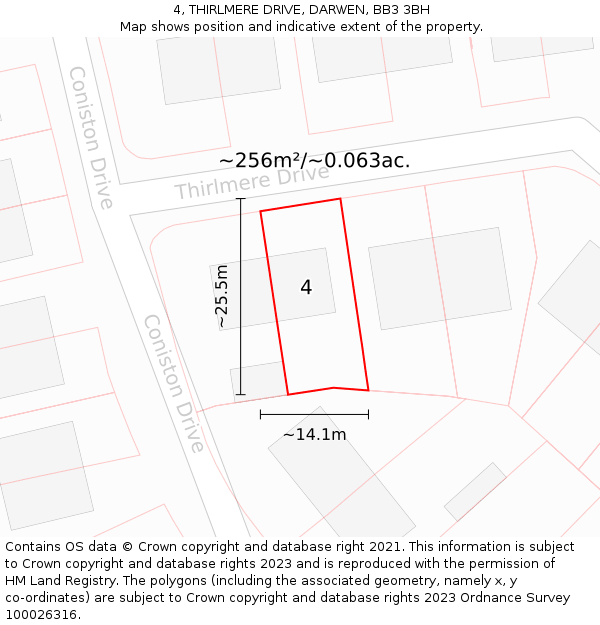 4, THIRLMERE DRIVE, DARWEN, BB3 3BH: Plot and title map