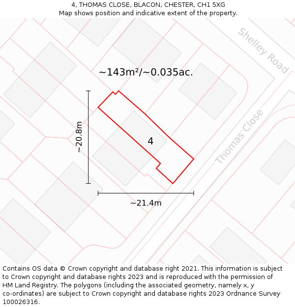 4, THOMAS CLOSE, BLACON, CHESTER, CH1 5XG: Plot and title map