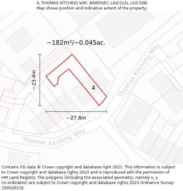 4, THOMAS KITCHING WAY, BARDNEY, LINCOLN, LN3 5SB: Plot and title map