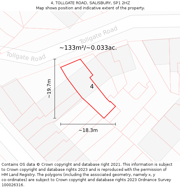 4, TOLLGATE ROAD, SALISBURY, SP1 2HZ: Plot and title map