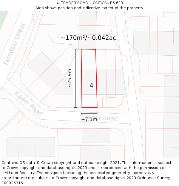 4, TRADER ROAD, LONDON, E6 6FR: Plot and title map