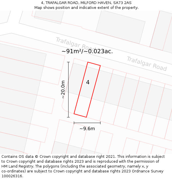4, TRAFALGAR ROAD, MILFORD HAVEN, SA73 2AS: Plot and title map