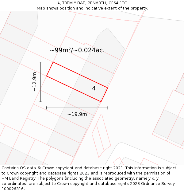 4, TREM Y BAE, PENARTH, CF64 1TG: Plot and title map