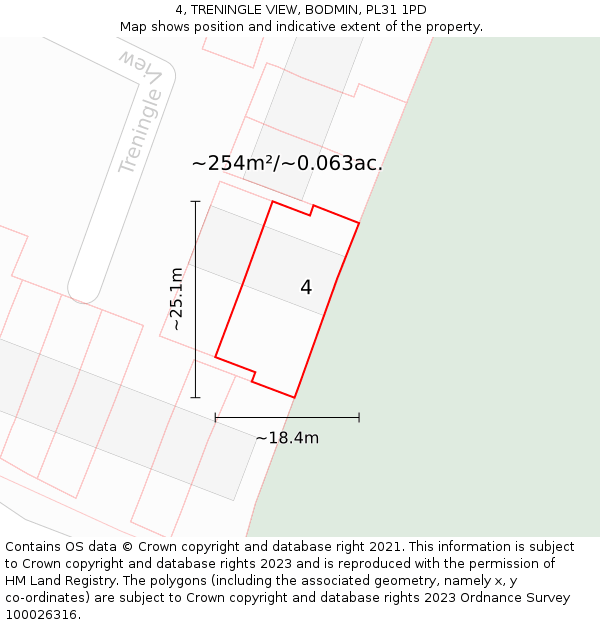4, TRENINGLE VIEW, BODMIN, PL31 1PD: Plot and title map