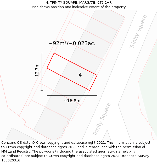 4, TRINITY SQUARE, MARGATE, CT9 1HR: Plot and title map