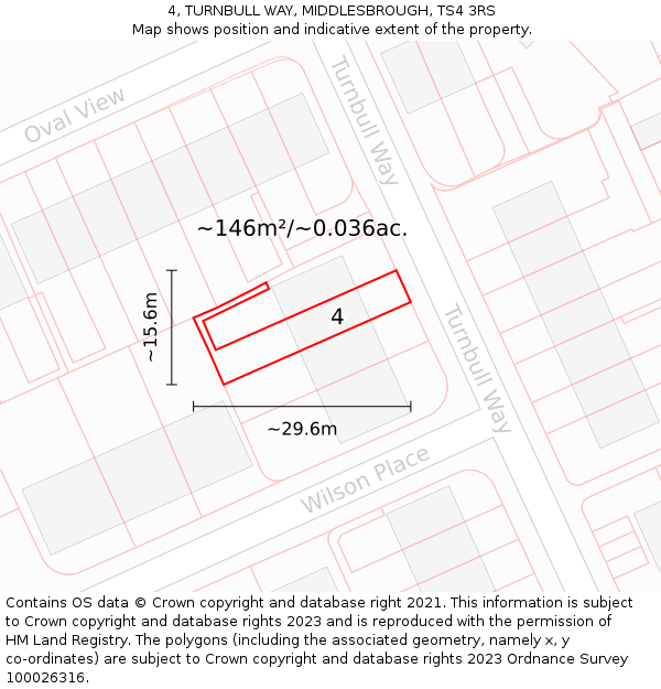 4, TURNBULL WAY, MIDDLESBROUGH, TS4 3RS: Plot and title map
