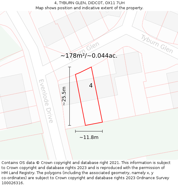 4, TYBURN GLEN, DIDCOT, OX11 7UH: Plot and title map