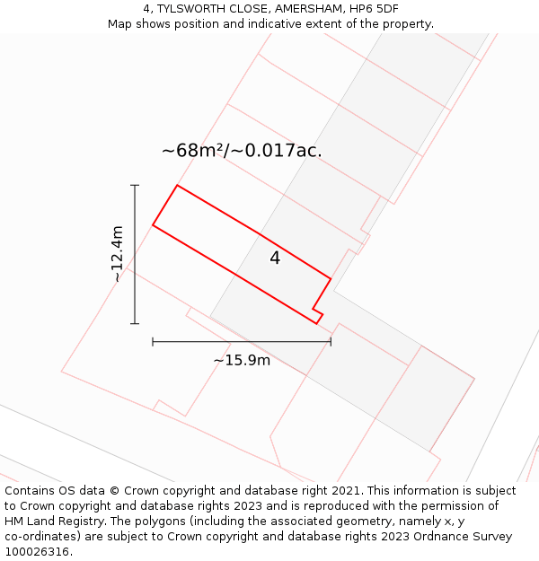 4, TYLSWORTH CLOSE, AMERSHAM, HP6 5DF: Plot and title map