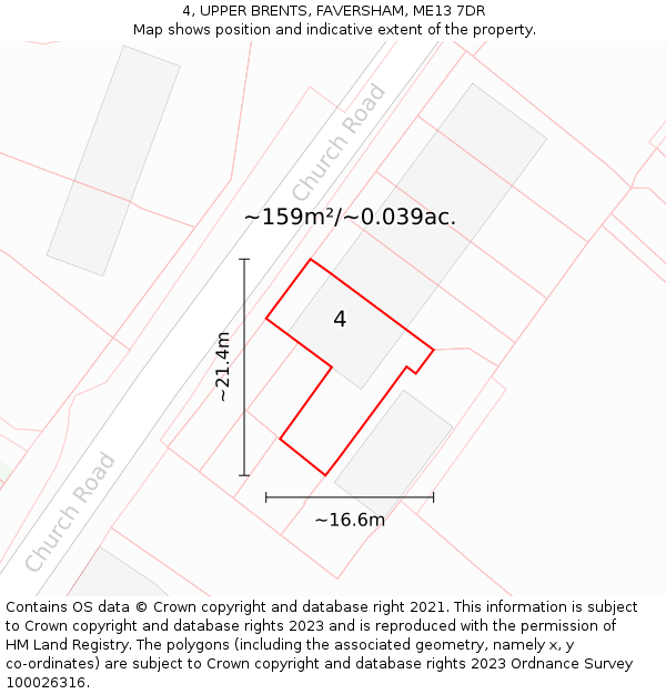 4, UPPER BRENTS, FAVERSHAM, ME13 7DR: Plot and title map