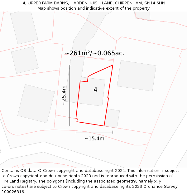 4, UPPER FARM BARNS, HARDENHUISH LANE, CHIPPENHAM, SN14 6HN: Plot and title map