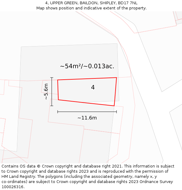 4, UPPER GREEN, BAILDON, SHIPLEY, BD17 7NL: Plot and title map