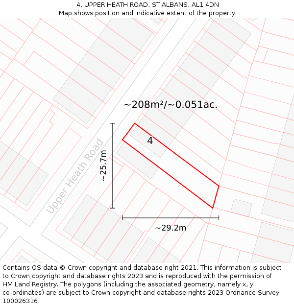4, UPPER HEATH ROAD, ST ALBANS, AL1 4DN: Plot and title map