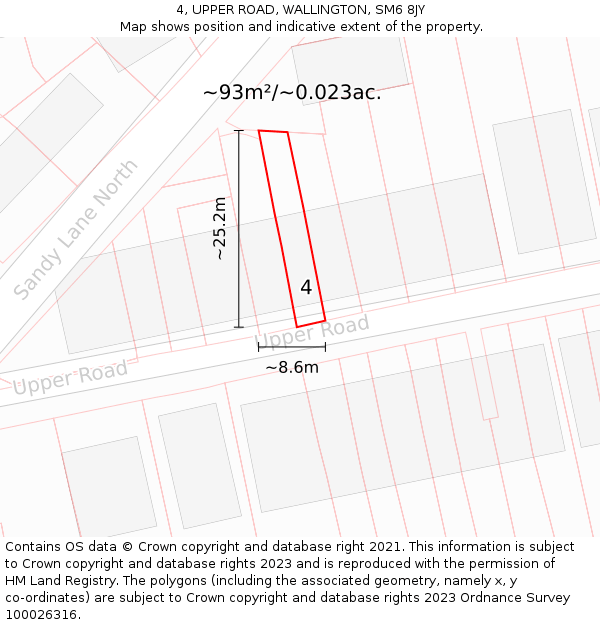 4, UPPER ROAD, WALLINGTON, SM6 8JY: Plot and title map