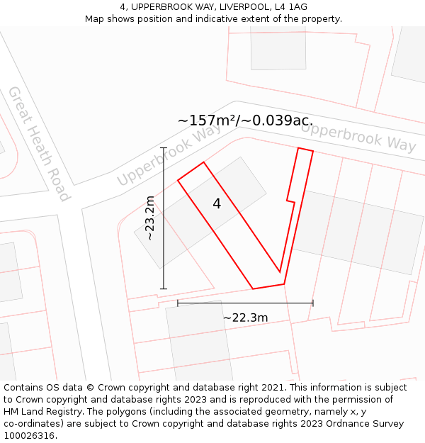 4, UPPERBROOK WAY, LIVERPOOL, L4 1AG: Plot and title map
