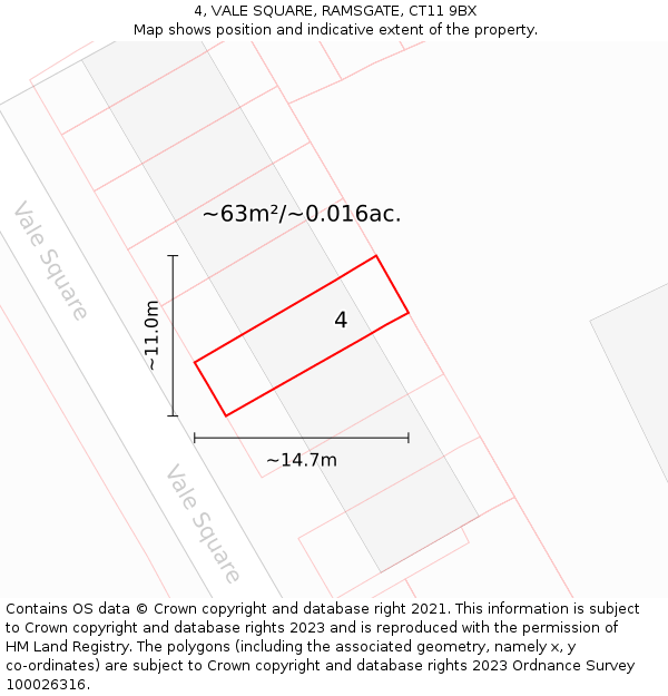 4, VALE SQUARE, RAMSGATE, CT11 9BX: Plot and title map