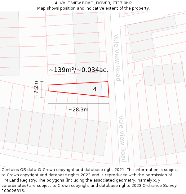4, VALE VIEW ROAD, DOVER, CT17 9NP: Plot and title map