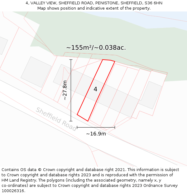 4, VALLEY VIEW, SHEFFIELD ROAD, PENISTONE, SHEFFIELD, S36 6HN: Plot and title map