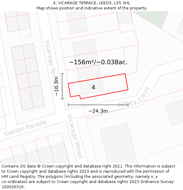 4, VICARAGE TERRACE, LEEDS, LS5 3HL: Plot and title map