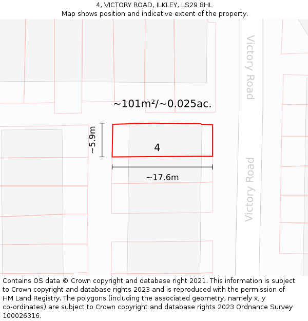 4, VICTORY ROAD, ILKLEY, LS29 8HL: Plot and title map