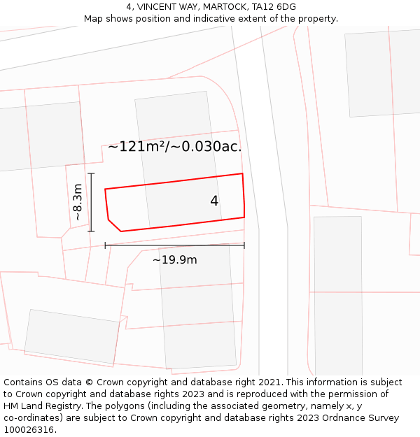 4, VINCENT WAY, MARTOCK, TA12 6DG: Plot and title map