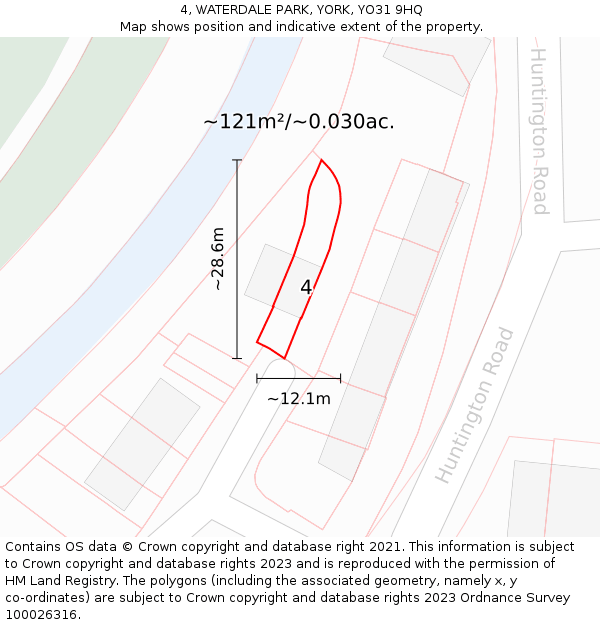 4, WATERDALE PARK, YORK, YO31 9HQ: Plot and title map