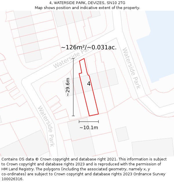 4, WATERSIDE PARK, DEVIZES, SN10 2TG: Plot and title map