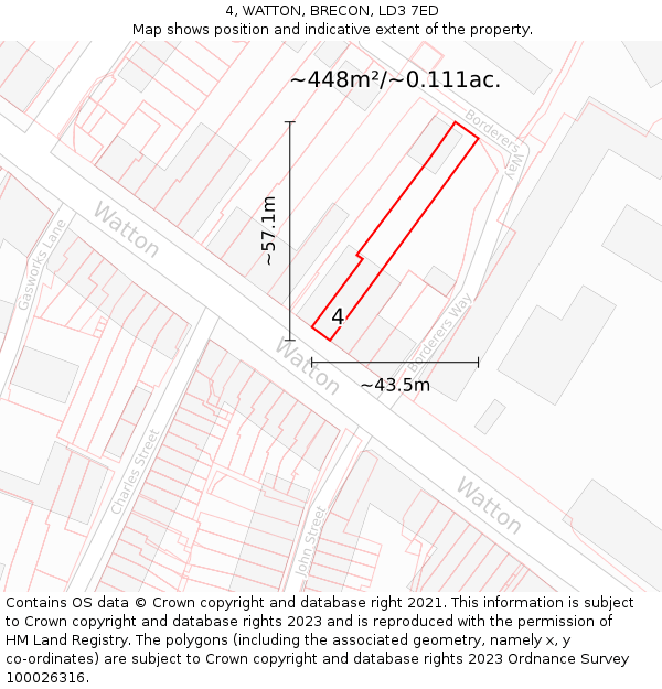 4, WATTON, BRECON, LD3 7ED: Plot and title map