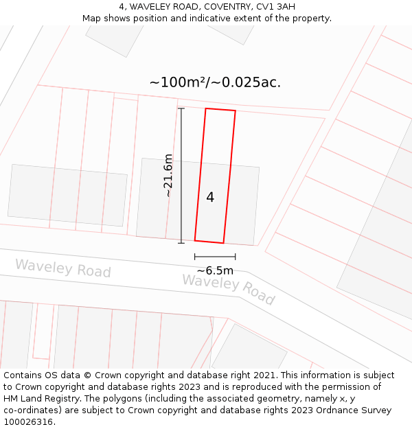 4, WAVELEY ROAD, COVENTRY, CV1 3AH: Plot and title map