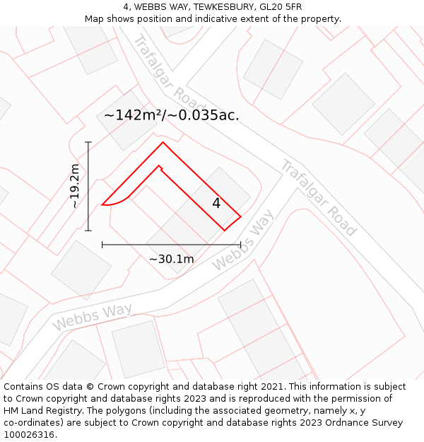 4, WEBBS WAY, TEWKESBURY, GL20 5FR: Plot and title map