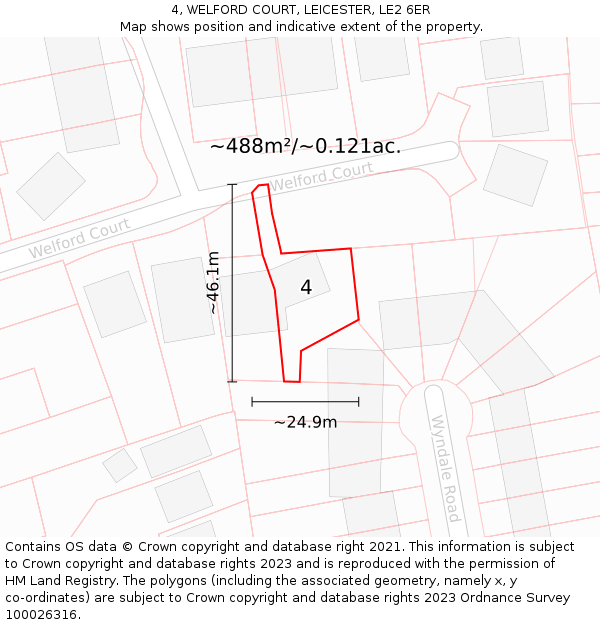 4, WELFORD COURT, LEICESTER, LE2 6ER: Plot and title map