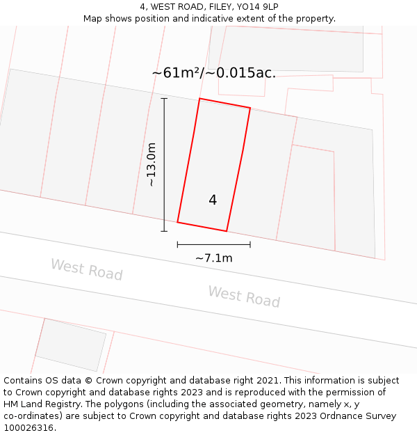 4, WEST ROAD, FILEY, YO14 9LP: Plot and title map
