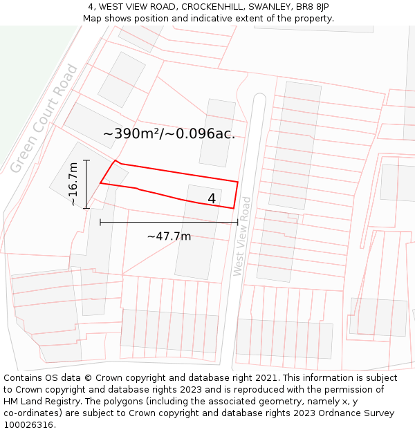 4, WEST VIEW ROAD, CROCKENHILL, SWANLEY, BR8 8JP: Plot and title map